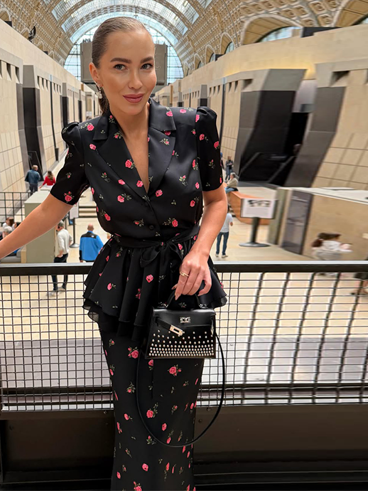 Floral Blazer Coat Skirt Sets  - огляд і ціна Romper Floral Print