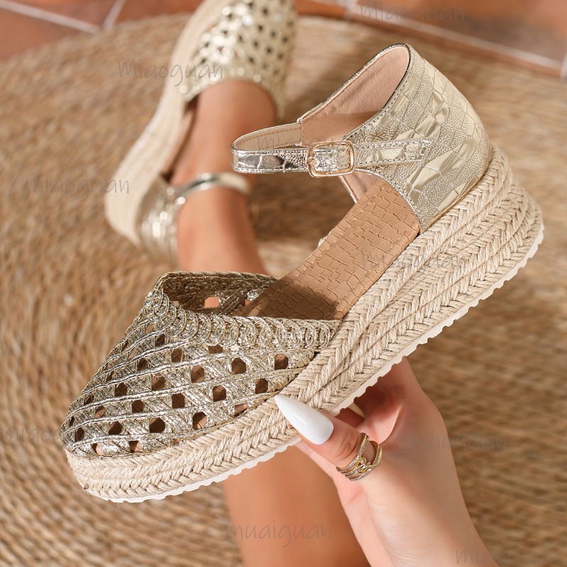 Boho Women's Hollow Out Woven  - огляд і ціна Wedge Espadrille Women