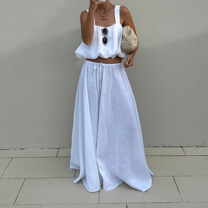 Women Elegant Sleeveless Solid - огляд і ціна Linen Pant Wide
