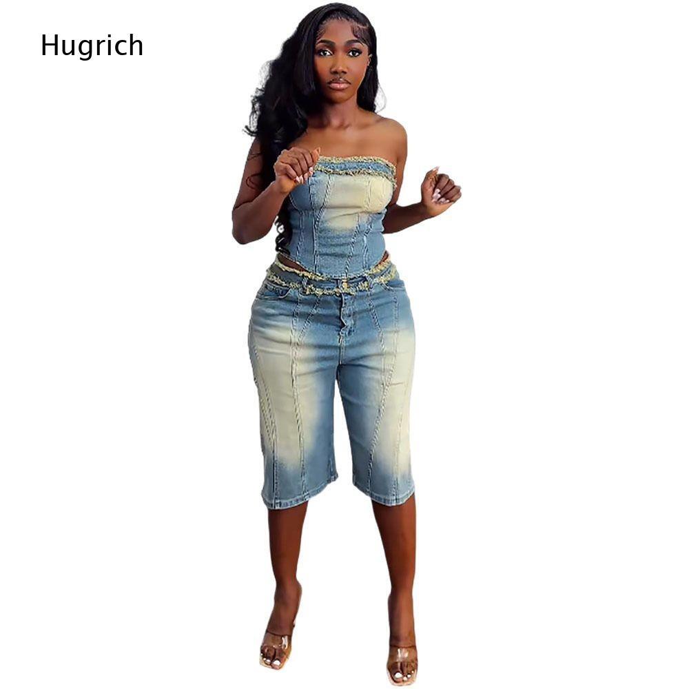 Ladies Washed Strapless Crop T - огляд і ціна Shorts Denim Frayed