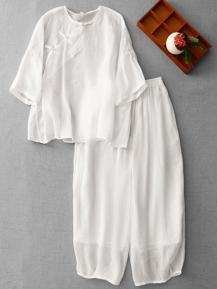 New Chinese Zen Style Women's  - огляд і ціна Linen Pant Wide