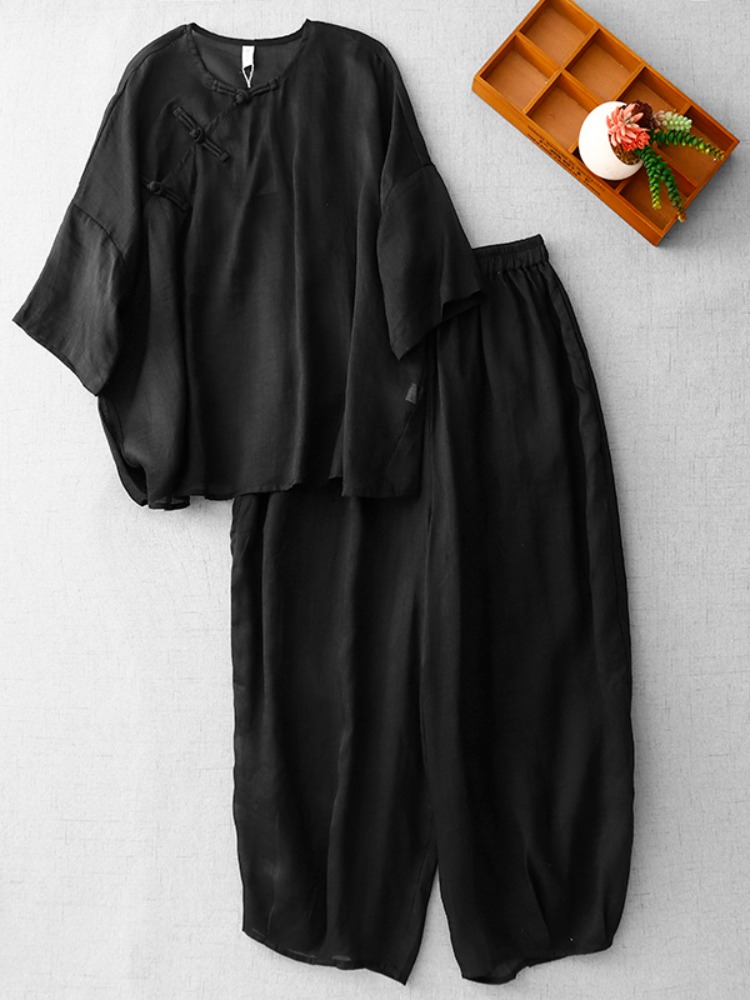 New Chinese Zen Style Women's  - огляд і ціна Linen Pant Wide