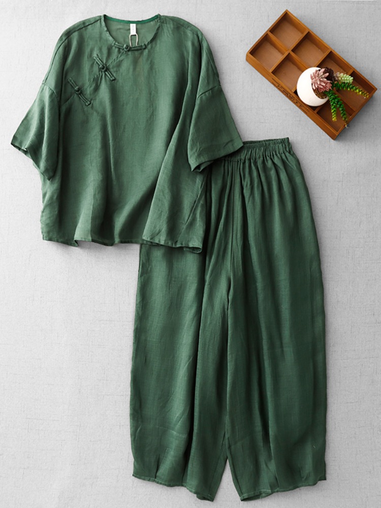 New Chinese Zen Style Women's  - огляд і ціна Linen Pant Wide