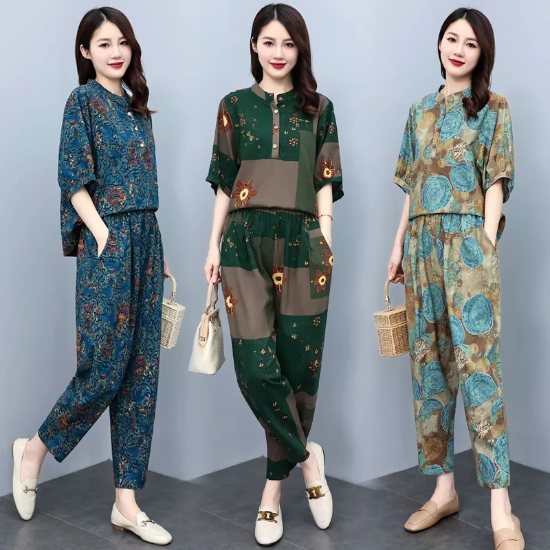 Middle Aged Mother Summer Suit - огляд і ціна Linen Pant Wide
