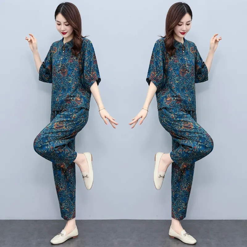 Middle Aged Mother Summer Suit - огляд і ціна Linen Pant Wide