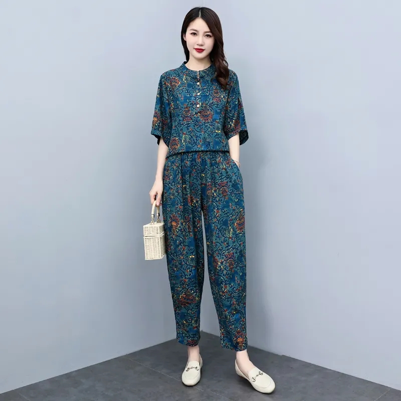 Middle Aged Mother Summer Suit - огляд і ціна Linen Pant Wide