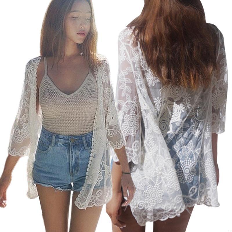 Women Lace Open Front Kimono C - огляд і ціна Kimono Sheer Floral