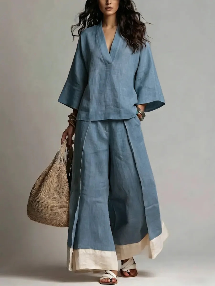 Summer Women V-neck Cotton Lin - огляд і ціна Linen Pant Wide