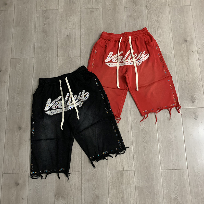 VALLEY Men Black Knee Casual S - огляд і ціна Shorts Denim Frayed