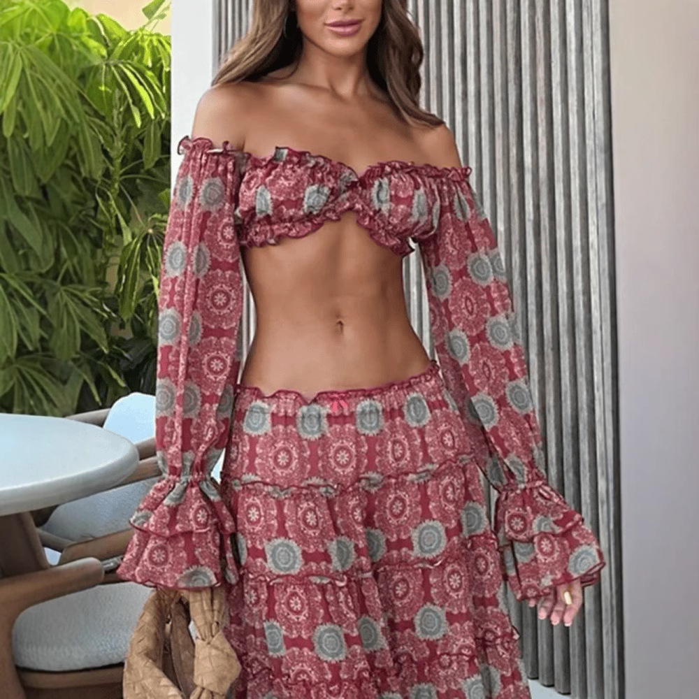 Vintage Print Skirt Two Piece  - огляд і ціна Romper Floral Print
