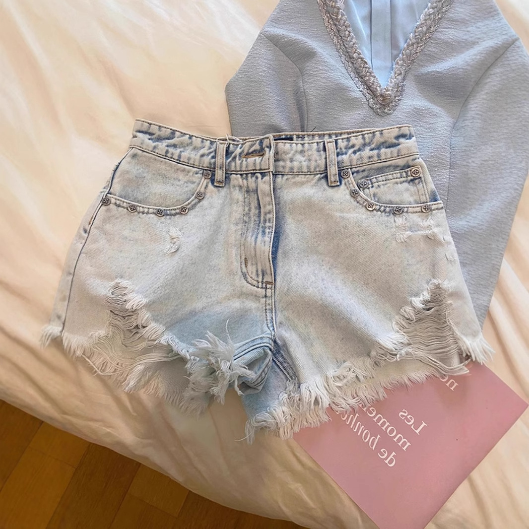 2026 Summer Vintage Washed Emb - огляд і ціна Shorts Denim Frayed