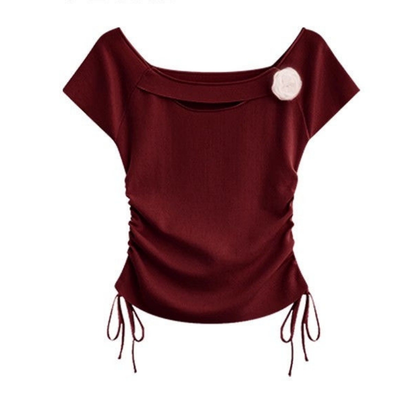 Women Lucky Wine Red T-Shirts  - огляд і ціна Midi Skirt Floral