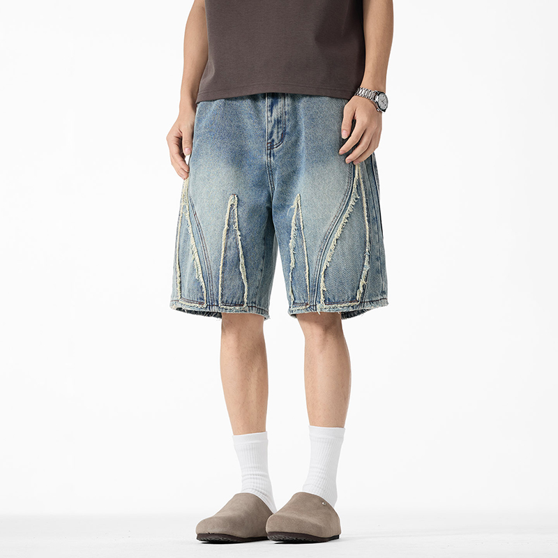 Men's Baggy Denim Jorts, Raw E - огляд і ціна Shorts Denim Frayed