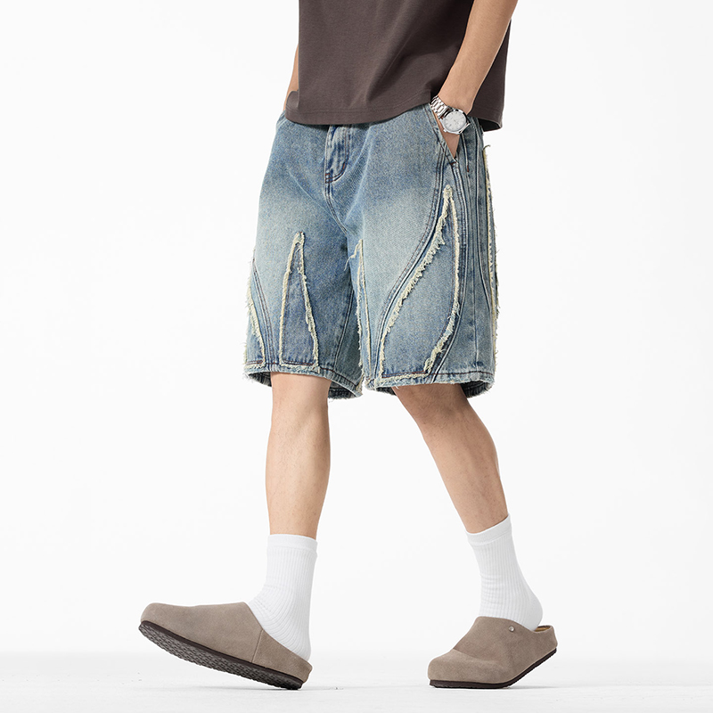 Men's Baggy Denim Jorts, Raw E - огляд і ціна Shorts Denim Frayed