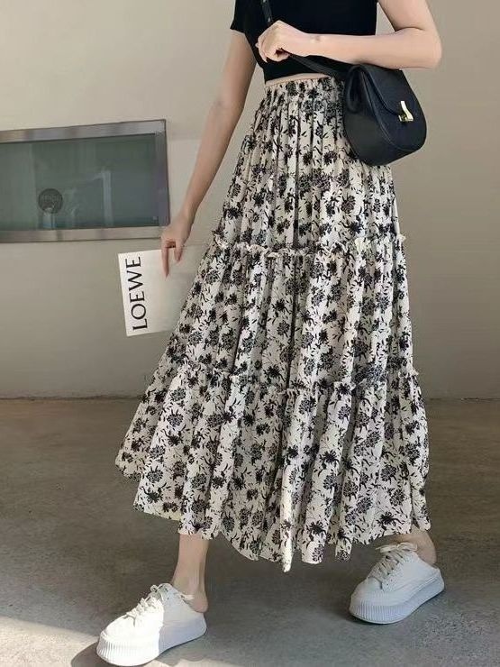 Floral Print A-Line Midi Skirt - огляд і ціна Midi Skirt Floral